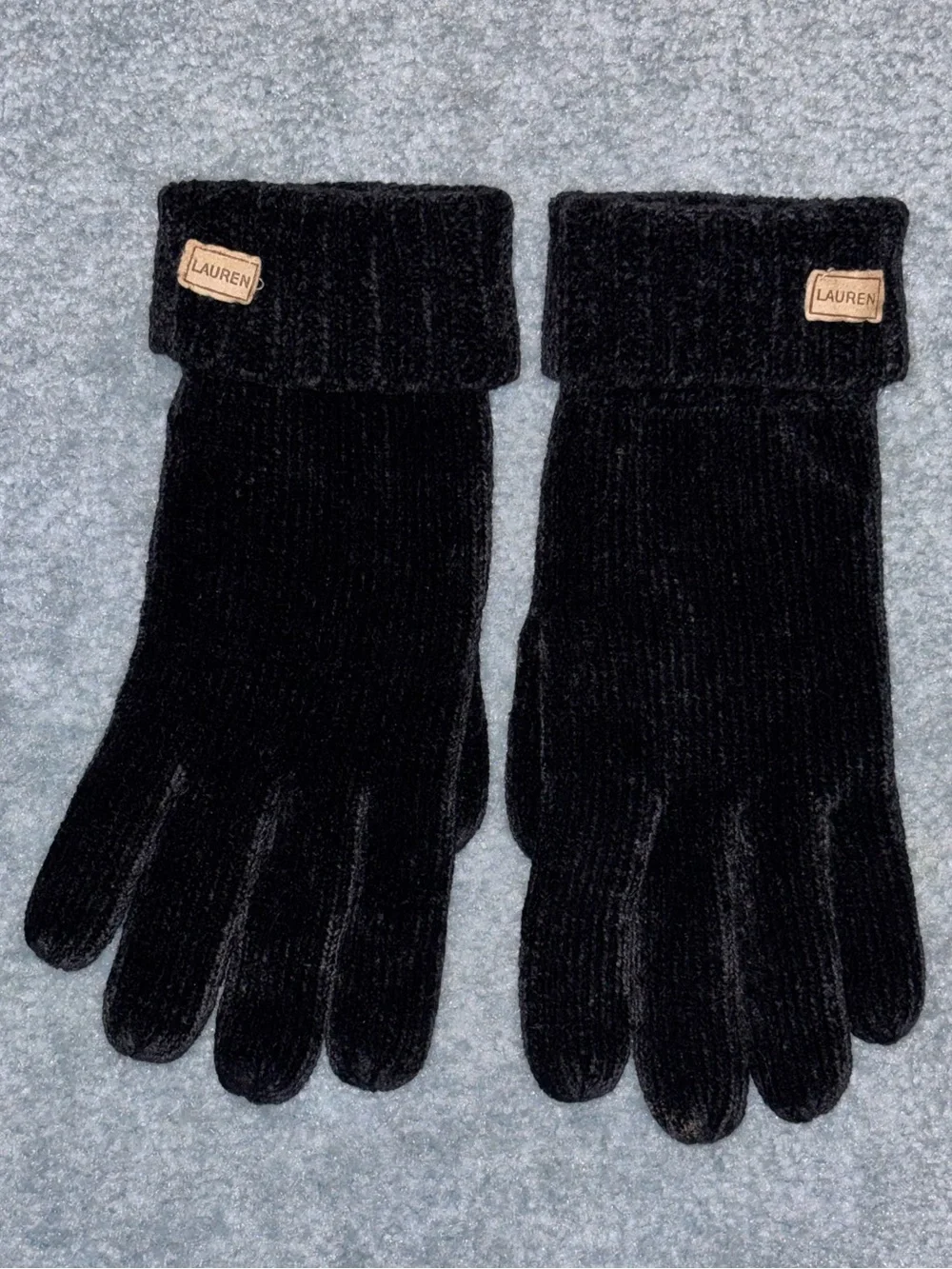 Lauren By Ralph Lauren Womens Rayon Acrylic Knit Gloves Black One Size